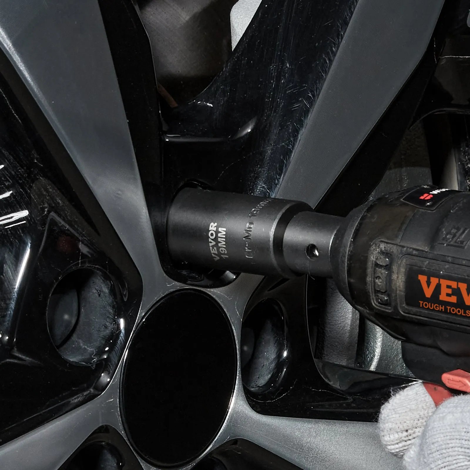 VEVOR 3/8" Drive Impact Socket Set, 90 Piece Socket Set SAE 1/4"-3/4" and Metric 6-19mm, 6 Point Cr-Mo Alloy Steel for Auto Repair, Includes Extension Bars Universal Joint Adapter Lock Storage Case