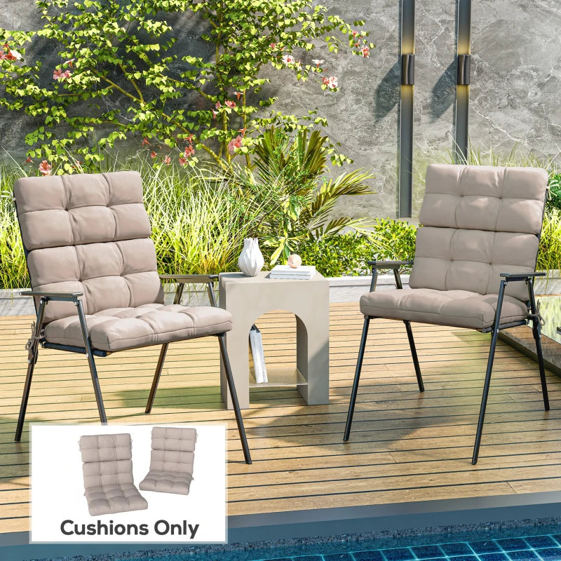 2-Piece Back Seat Cushion Replacement, Outdoor Patio Chair Cushions Set with Ties, Button Tufted, Beige