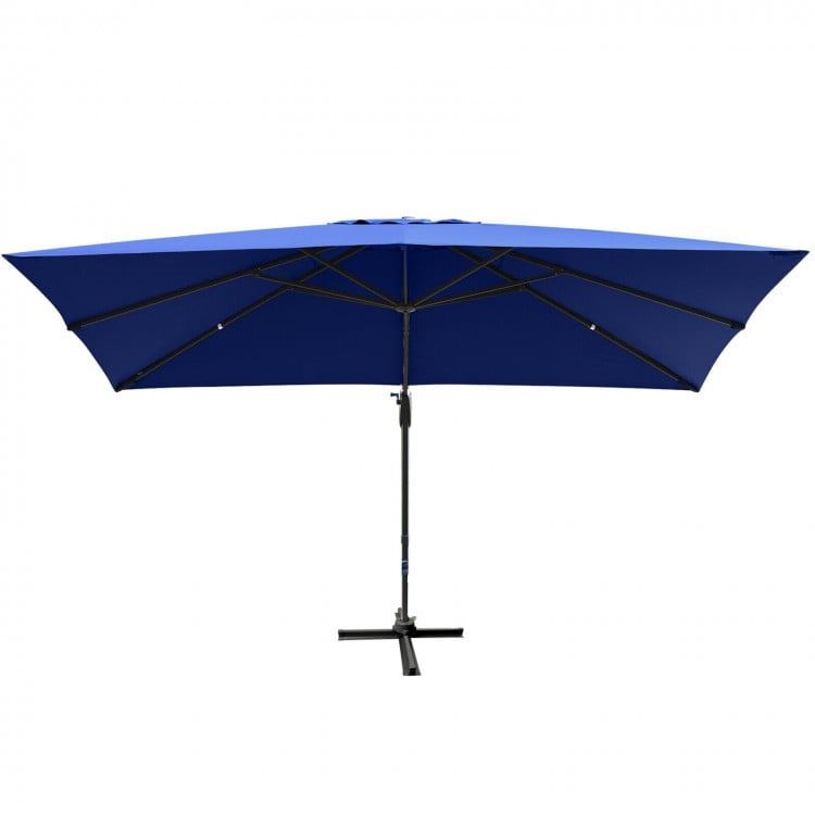 10 x13 Feet Rectangular Cantilever Umbrella with 360° Rotation Function-Navy