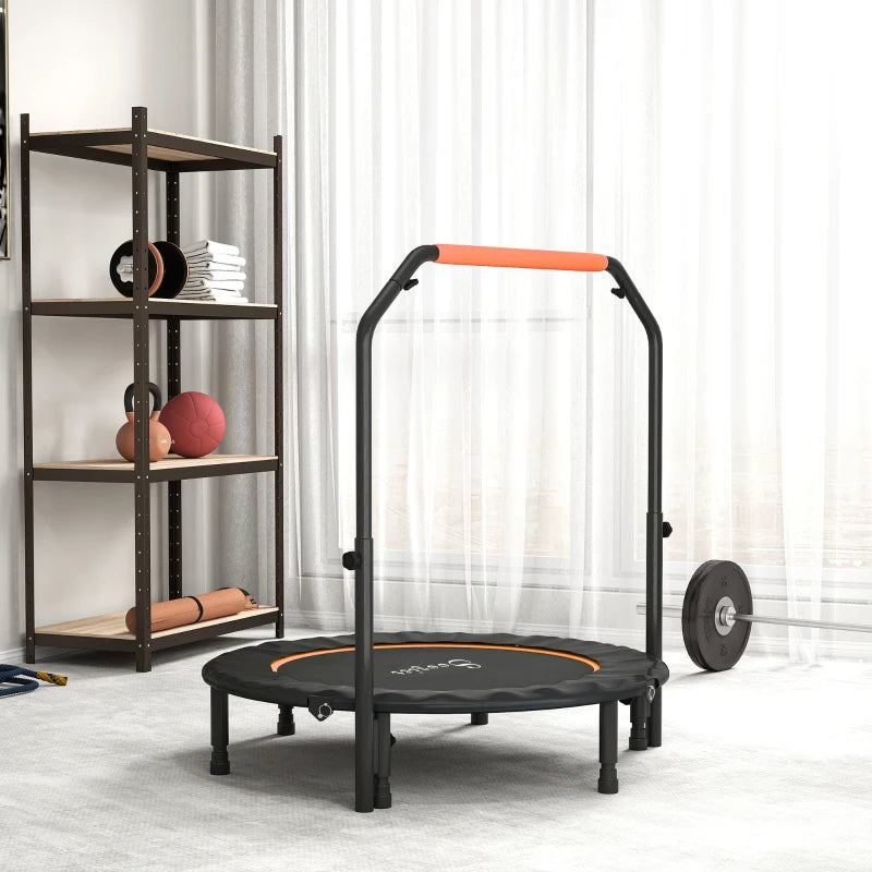 Soozier 45" Foldable Mini Fitness Trampoline, with Adjustable Foam Handle, Orange