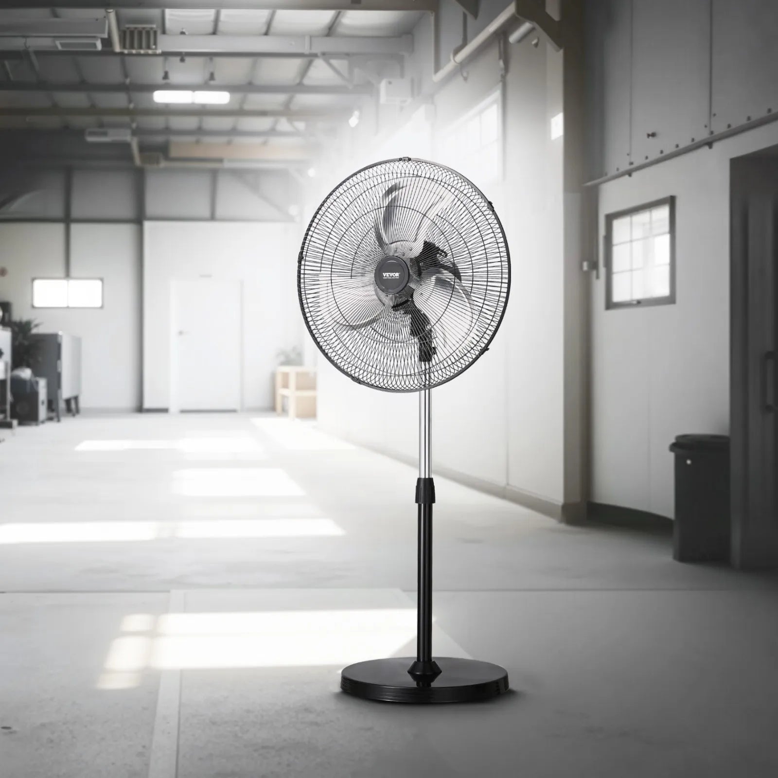 VEVOR 18" Industrial Pedestal Fan 3-Speed Oscillating Fan Height Adjustable