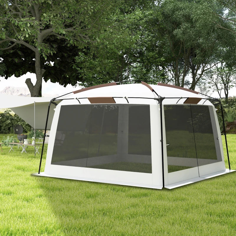 12' x 12' Screen Tent, UV50+ Protection Outdoor Screen House with Carry Bag & Ground Stakes, Fits 6-8 People, White