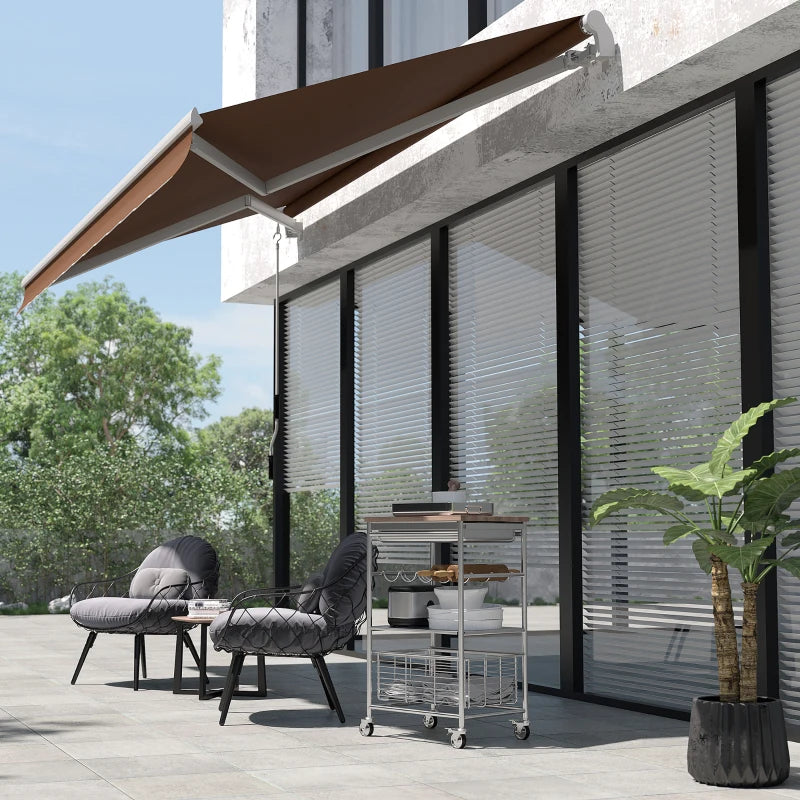 10' x 8' Manual Retractable Awning, Sun Shade Shelter Canopy, with Aluminum Frame and UV Protection for Patio Deck Yard Window Door, Coffee