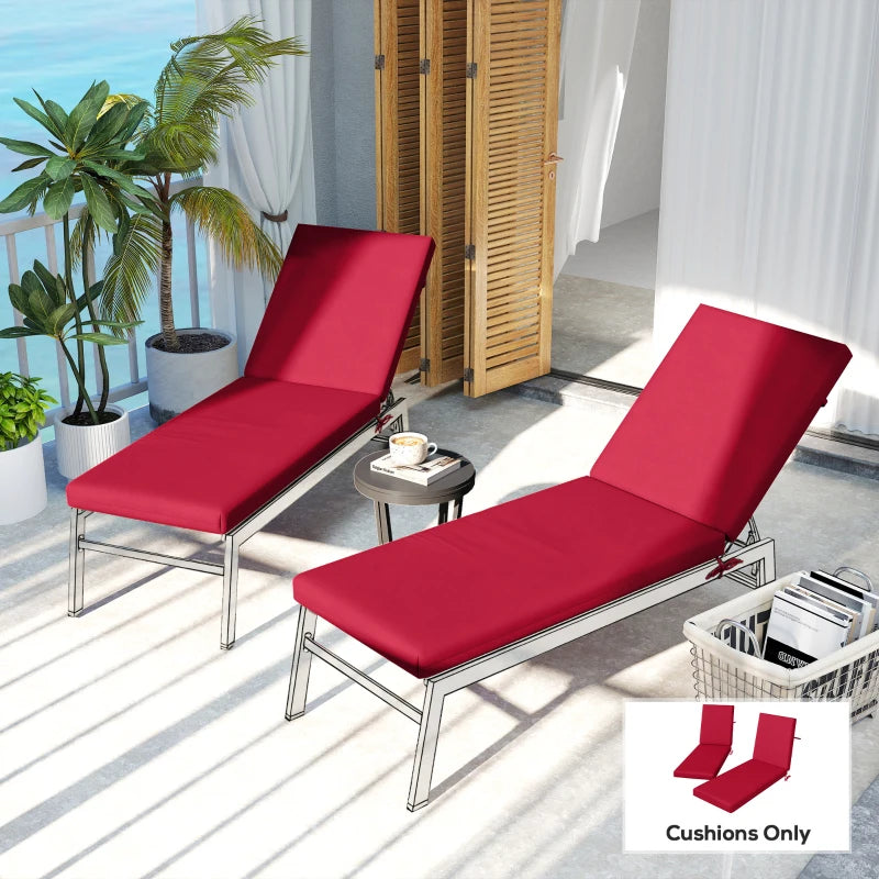 2-Piece Back and Seat Cushion Pillows Replacement, Patio Chair Cushions Set with Ties for Indoor Outdoor, Wine Red