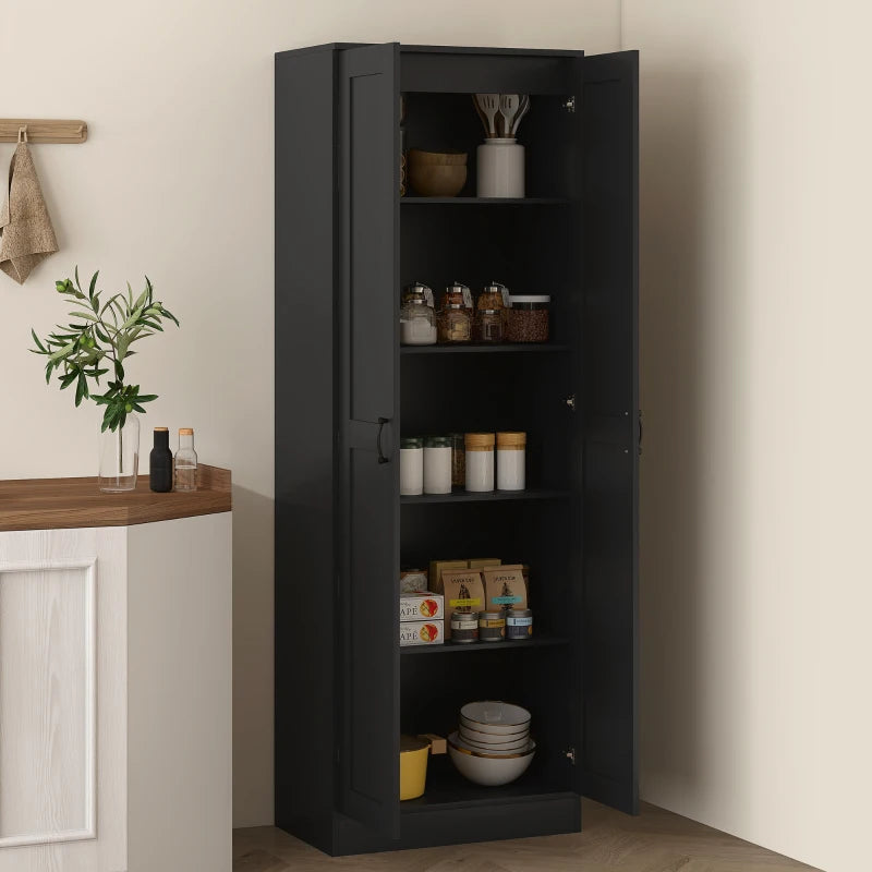 69" Tall Pantry Cabinet with Adjustable Shelves, Modern Kitchen Pantry Cabinet with Soft Close Doors, Black