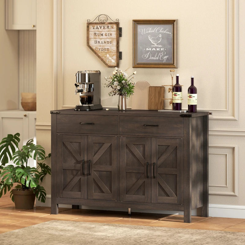 Sideboard Buffet Cabinet, Farmhouse Kitchen Storage Cabinet with 2 Drawers and Shelves for Living Room, Entryway