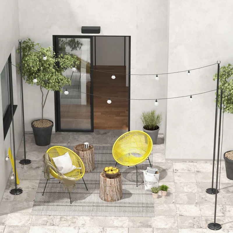 4 Pack of 8' String Light Poles, Steel Hanging Lighting Stand for Patio, Backyard, Deck, Wedding, Party, Black