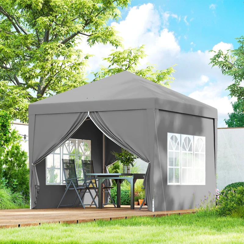 10'x10' Outdoor Pop Up Party Tent Wedding Gazebo Canopy with Carrying Bag (Light Grey)