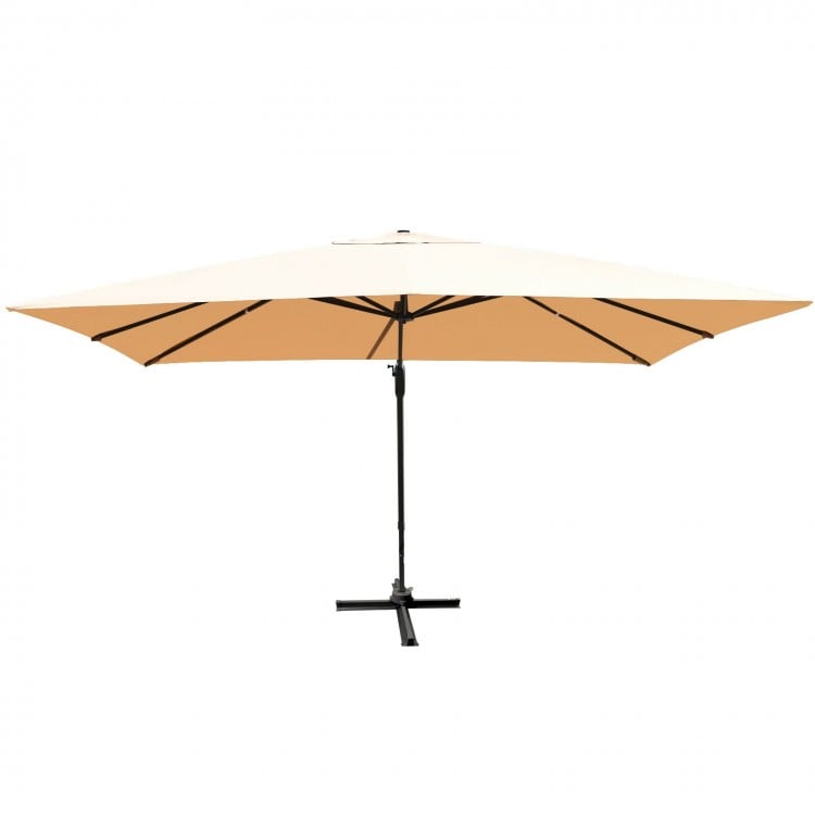 10 x13 Feet Rectangular Cantilever Umbrella with 360° Rotation Function-Beige
