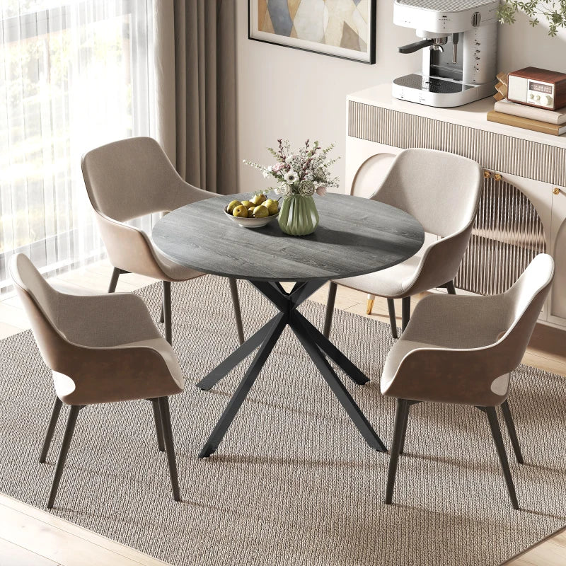40" Round Kitchen Table for 4, Industrial Dining Table with Steel Legs for Dining Room, Distressed Grey