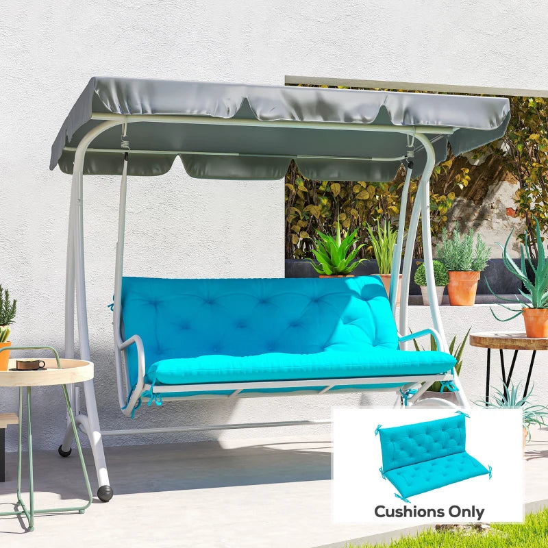2 Seater Garden Bench Cushion, Soft Thick Outdoor Non-Slip 2 Seater Soft Pad With Backrest for Garden Patio, 47" x 43" x 5", Turquoise