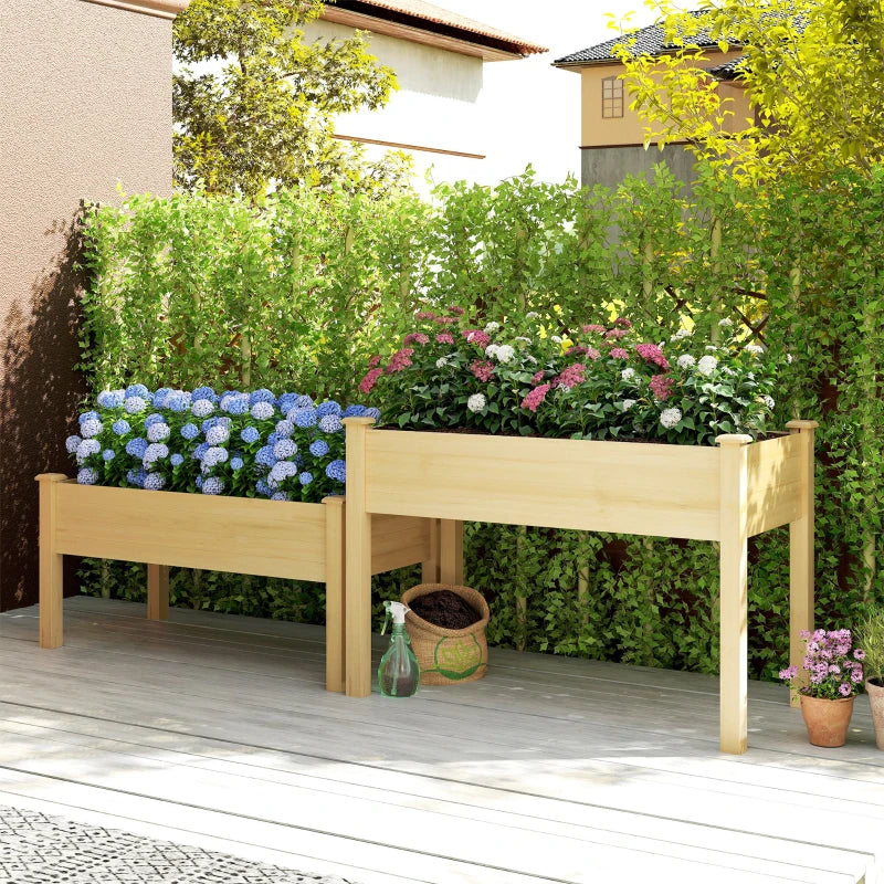 2 Tiers Wood Plant Raised Bed Flower Vegetable Herb Grow Box Stand Garden  Step Planter Stand Free Combination Natural