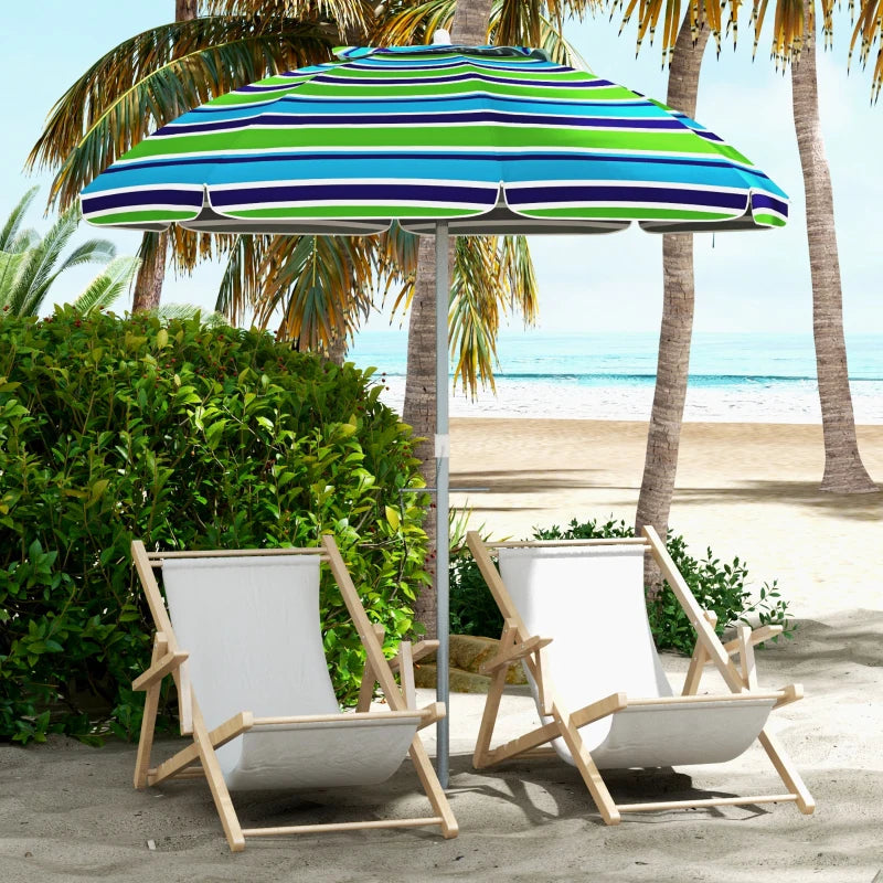 6ft Travel Beach Umbrella with Sand Anchor Height Adjustable Sun Umbrella with Tilt Bag 40+ UV Protection Multicolour