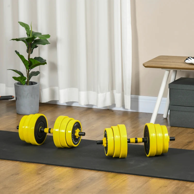 Soozier Dumbbell & Barbell Adjustable Set 55lbs Plate Bar Clamp Rod for Strength Training, Full Body Workout, Muscle Building Home Gym Sports Area Exercise Ergonomic