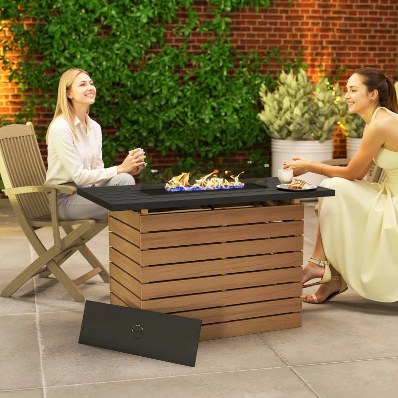 43" Propane Fire Pit Table 50,000 BTU Outdoor Gas Fire Table with Glass Wind Guard, Waterproof Cover