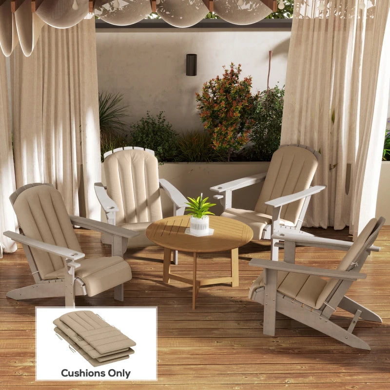Set of 4 Patio Chair Cushions, High Back Adirondack Chair Cushion with Ties, High-Density Foam, Beige