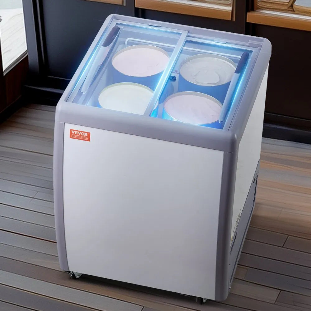VEVOR 5.6 Cu.ft Commercial Ice Cream Display Case Gelato Dipping Freezer Cabinet