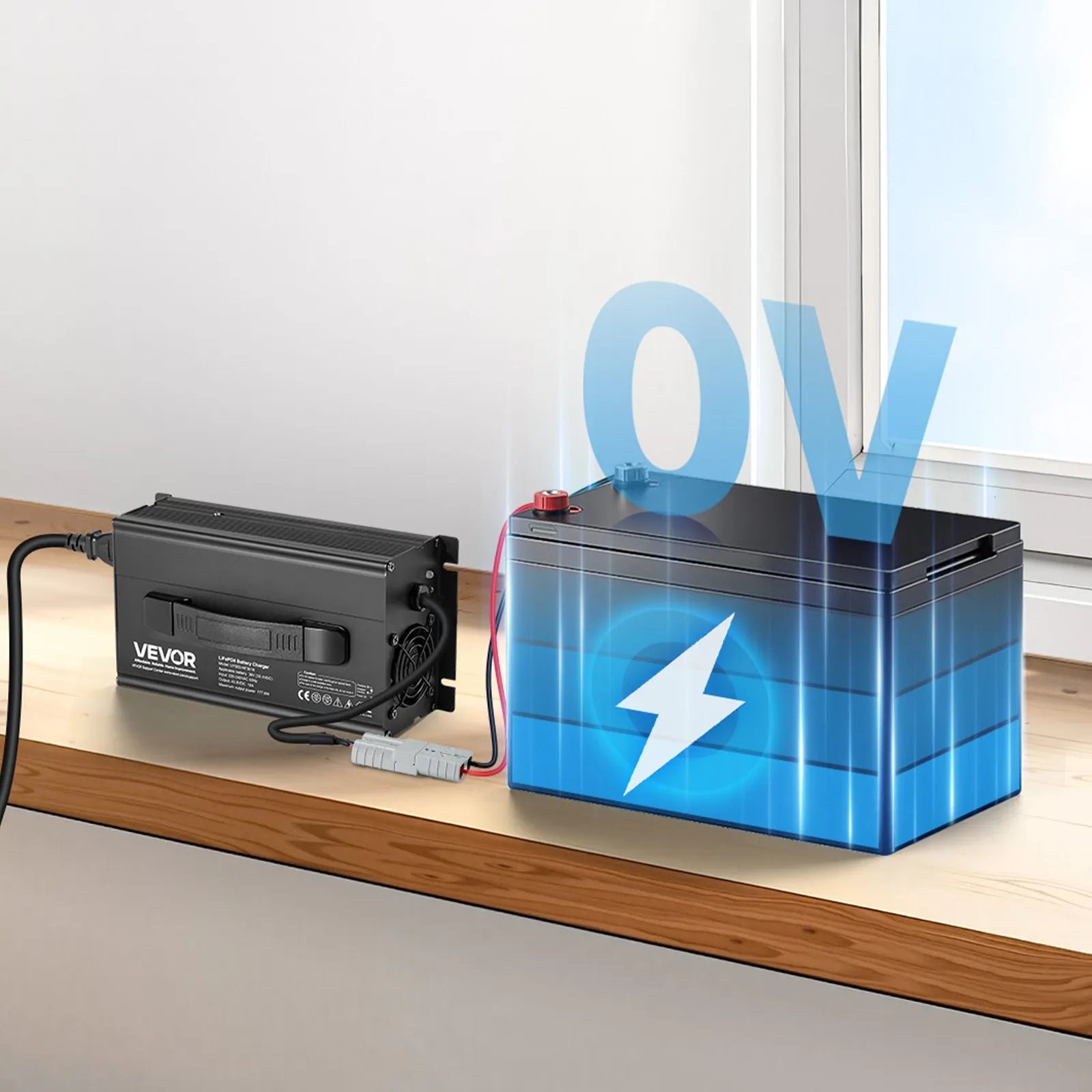 VEVOR 36V 18A Lithium Battery Charger 43.8V AC-DC LiFePO4 Smart Charger for RV