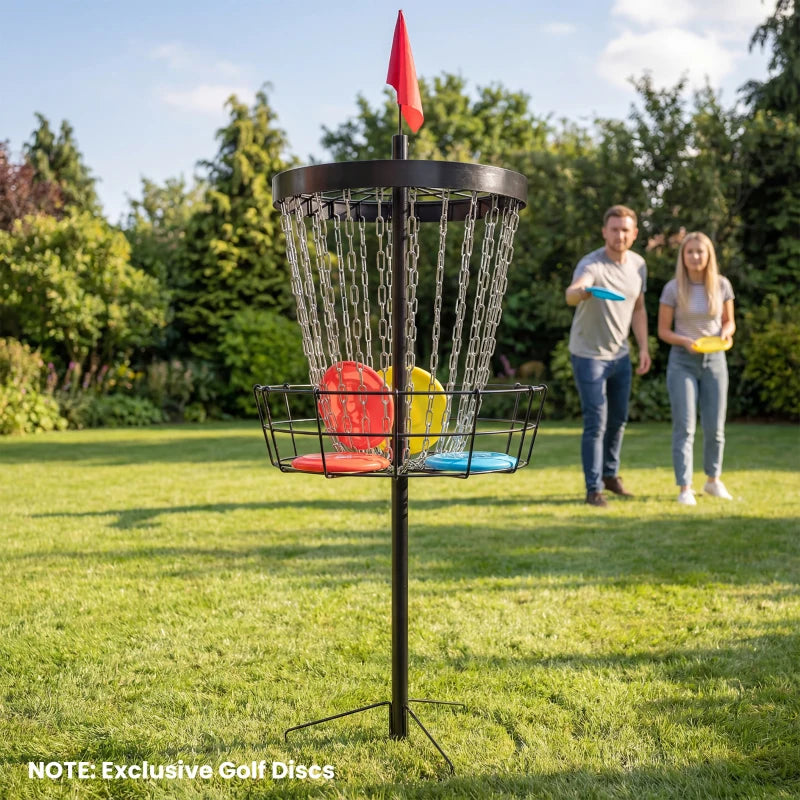 Soozier 24-Chain Portable Practice Basket for Disc Golf Target Stand, Lightweight Basket w/ Carry Bag Black and Silver