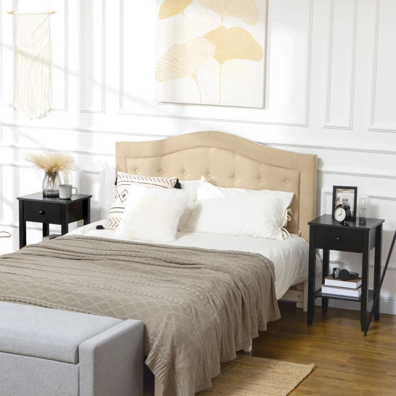 Side Table Set of 2, End Tables with Drawer and Bottom Shelf, 2-tier Nightstand for Bedroom, Living Room, Black