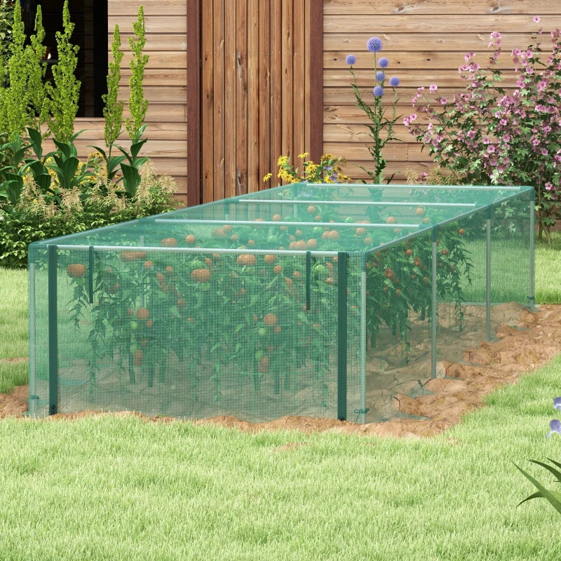 12' x 4' Plant Protection Cage with Zipper Roll-Up Door, Plant Protector from Animals with Galvanised Steel Frame
