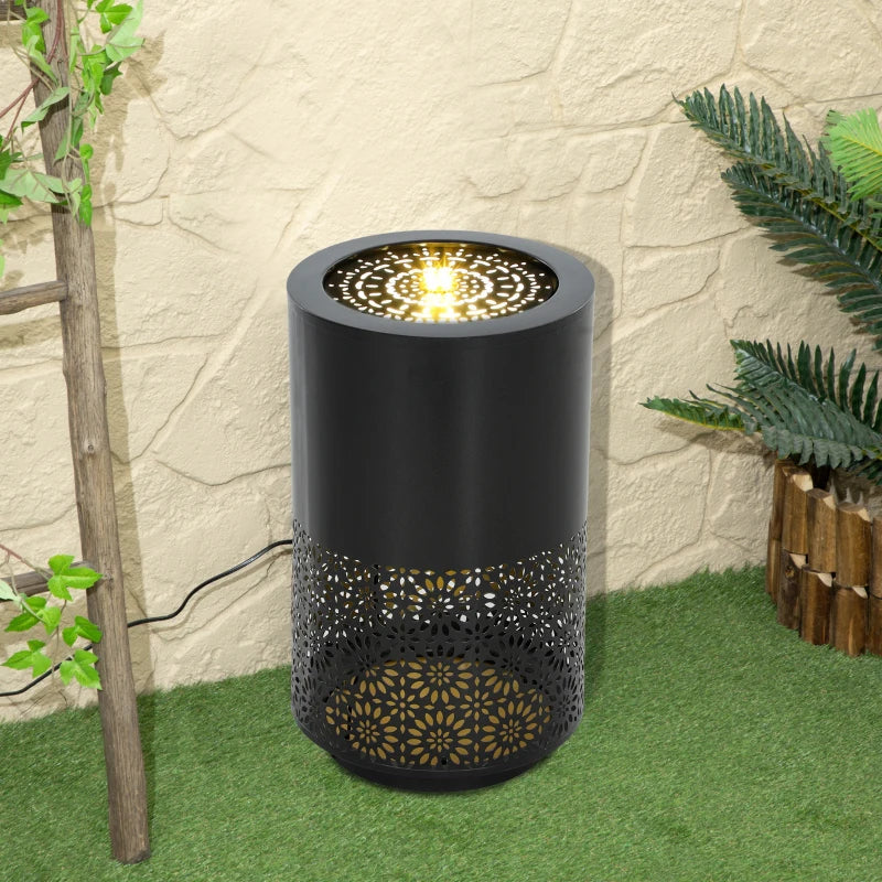 21" Tall Garden Waterfall Fountain with LED Lights, Outdoor Water Fountain Water Feature with Adjustable Flow, Black