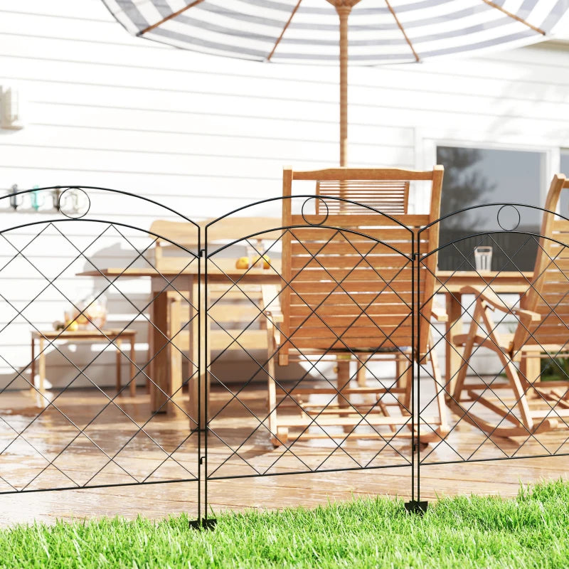 4 Pack Garden Fencing for Yard, Decorative Fence Panels as Animal Barrier and Flower Edging, Circle, Black