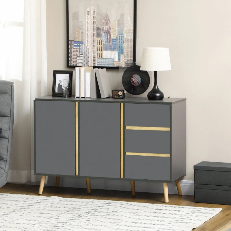 Sideboard Buffet Cabinet with Adjustable Shelves - Dark Grey