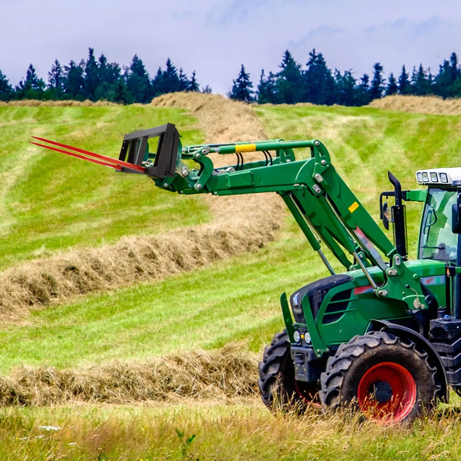 VEVOR 49" Hay Spear, Bale Spears 3000lbs Loading Capacity, Skid Steer Loader Tractor Attachment 2pcs Spears, Quick Attach Spike Forks