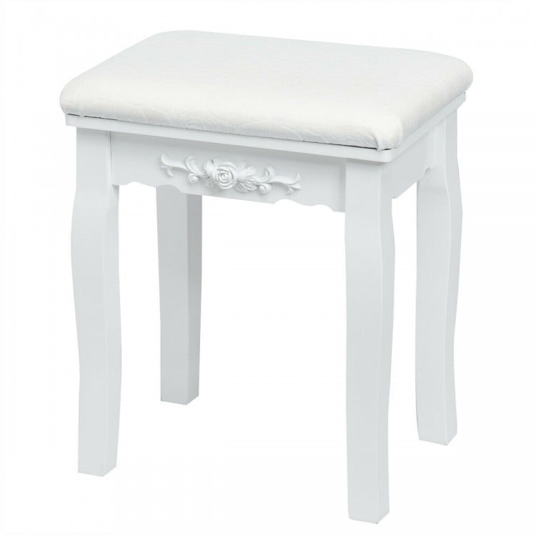 10 Dimmable Lights Vanity Table Set with Lighted Mirror and Cushioned Stool-White
