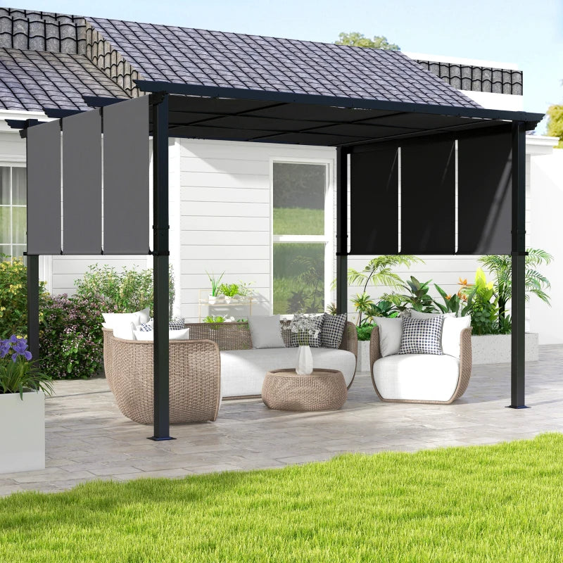 10' x 12' Metal Pergola, Outdoor Pergola with Retractable Canopy, for Garden, Patio, Backyard, Deck