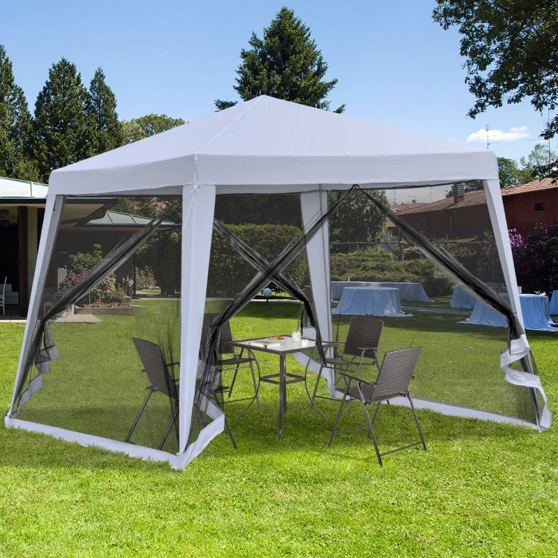 10x10ft Gazebo Tent with Netting Patio Canopy Outdoor Party Activity Sun Shade Garden Sun Shelter, Grey