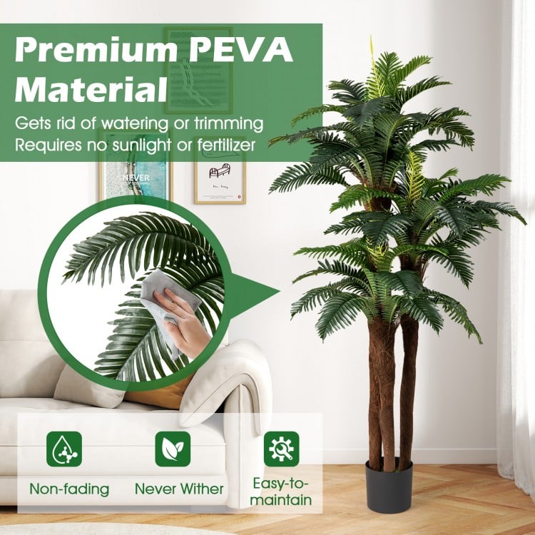2 Pack Artificial Palm Tree 6.3 ft Tall with Adjustable Leaves