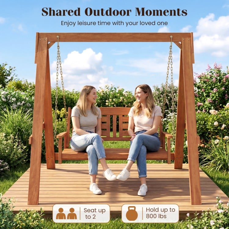 2-Seater Porch Swing with Stand Adjustable Chains
