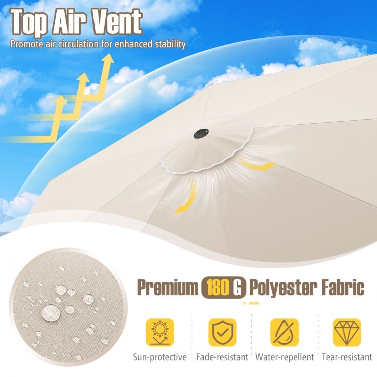 10 Feet Patio Umbrella Outdoor Market Umbrella with Crank Tilt Adjustment-Beige