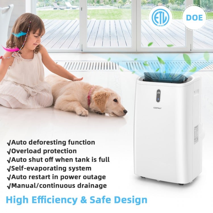 14000 BTU(Ashrae) Portable Air Conditioner with APP and WiFi Control-White
