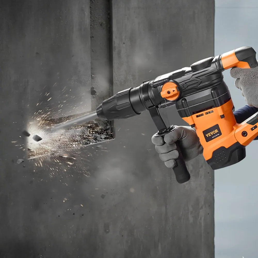 VEVOR 1-9/16 Inch SDS-Max Rotary Hammer Drill, 13Amp Corded Drills, Heavy Duty Chipping Hammers with Vibration Control & Safety Clutch, Electric Demolition Hammers Variable Speed, Power Tool For Concr