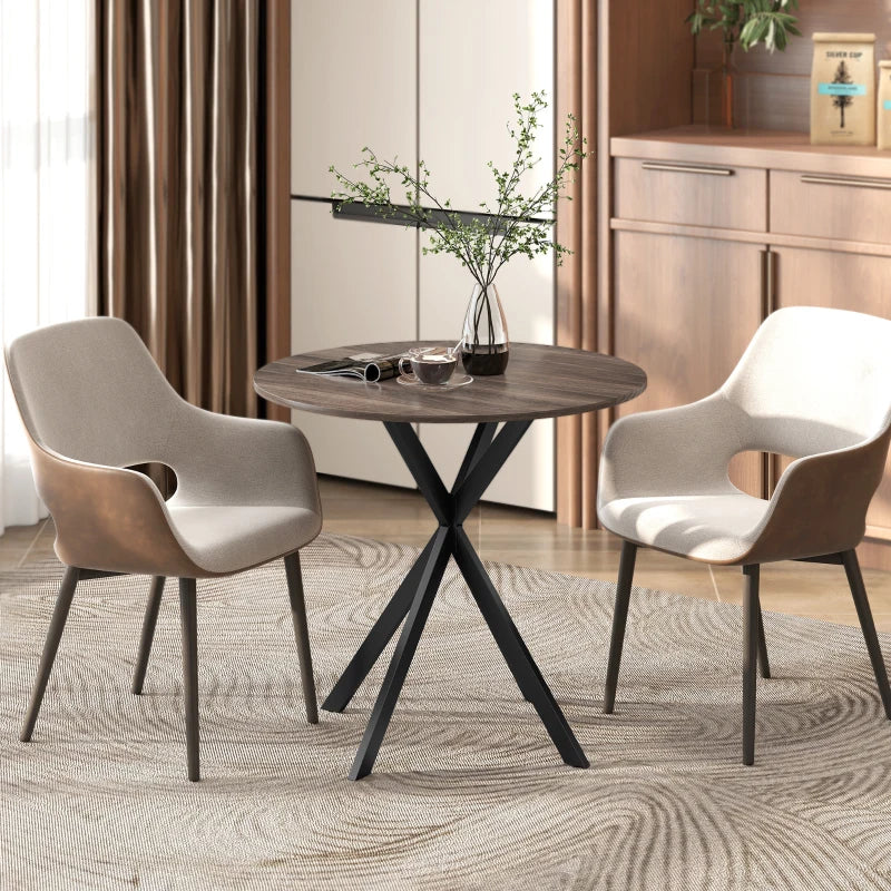 31.5" Industrial Round Dining Table - Distressed Dark Brown