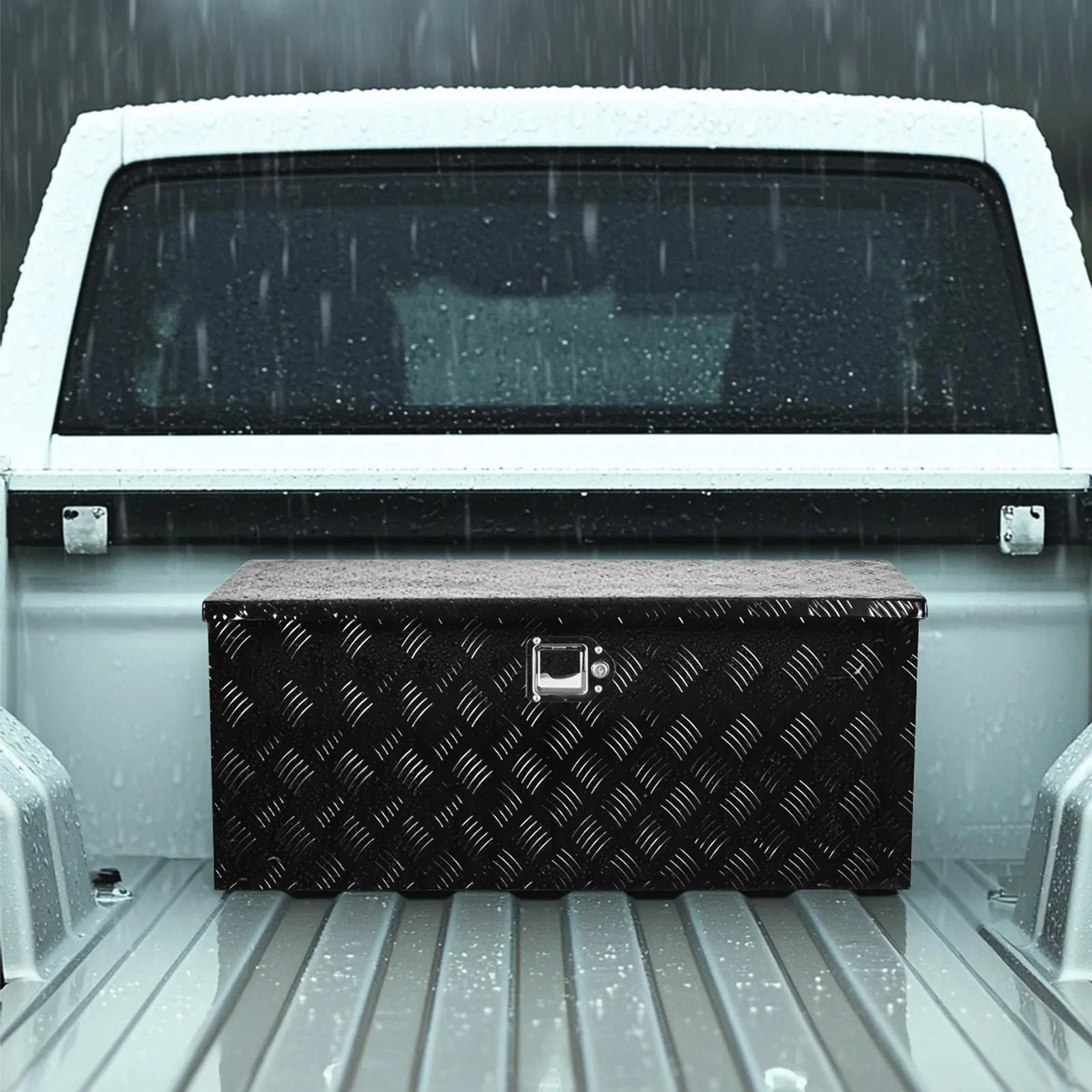VEVOR 35.4"x14.6"x14.6" Heavy Duty Aluminum Truck Bed Tool Box for Pickup Black