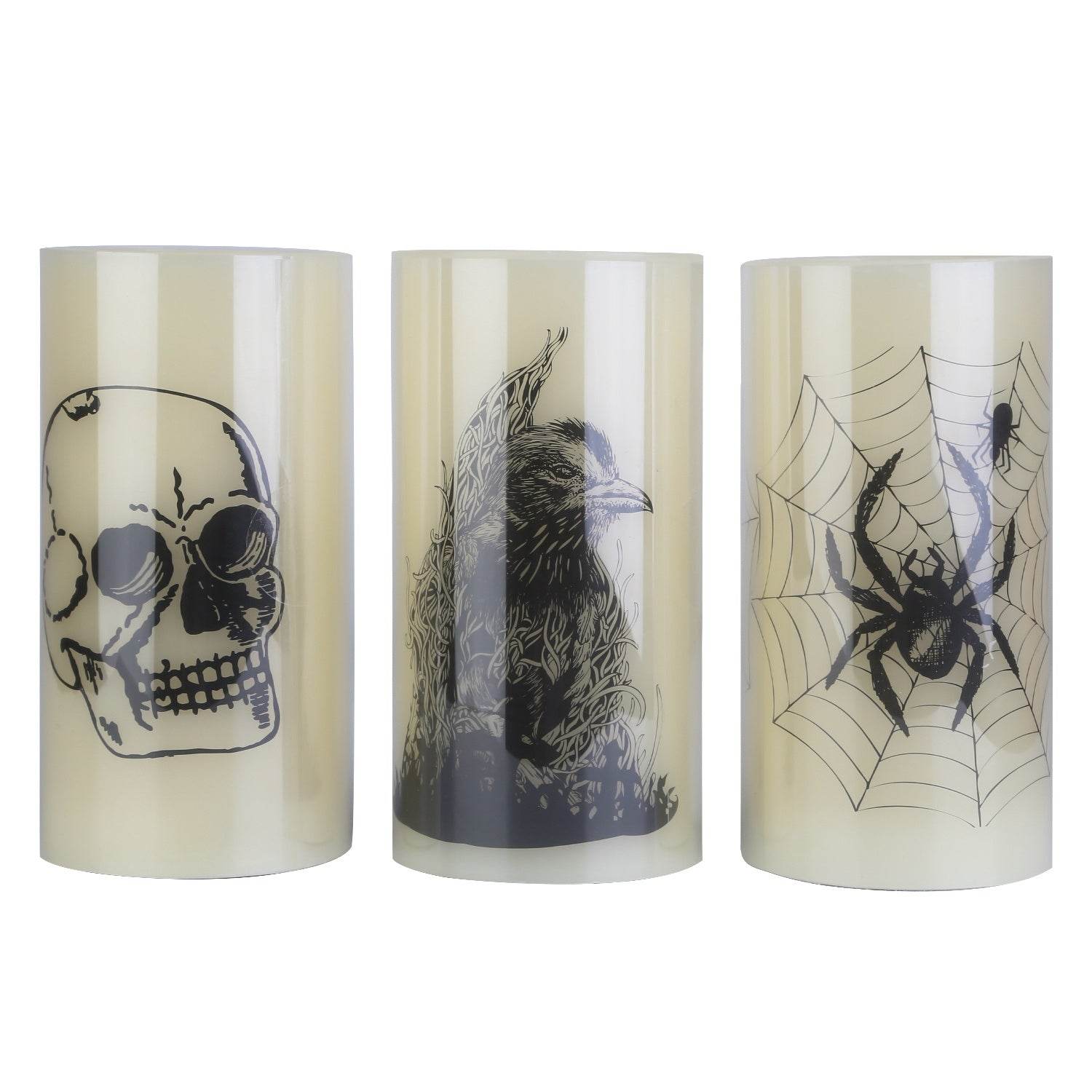3 Pack Halloween Flameless Candle Lamp With Timer Setting Battery Operated Warm Orange Light Candles For Halloween Party Decoration 