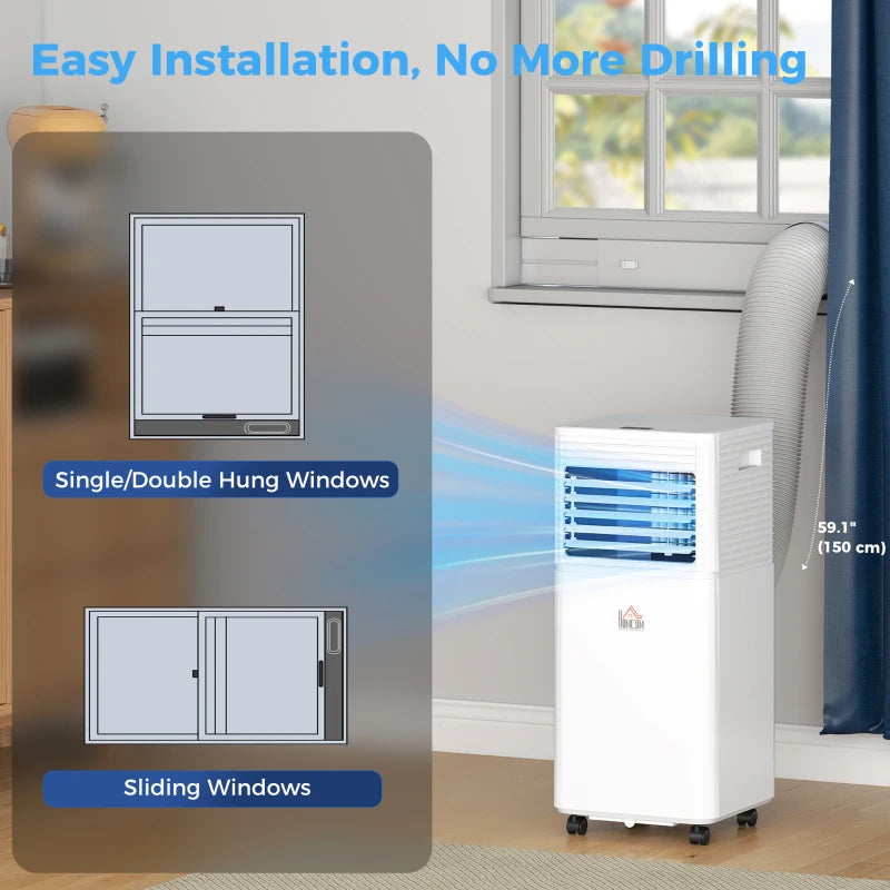10000 BTU Portable Air Conditioner with Fan & Dehumidifier Mode, Quiet AC Unit with Remote Control, 24-Hour Timer, White