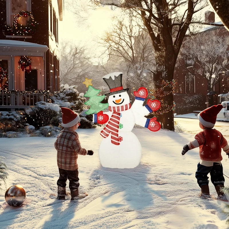 4FT Lighted Snowman, Light Up Christmas Decor with 148 LEDs, Stakes and Zip Ties, IP44 Waterproof for Outdoor Yard