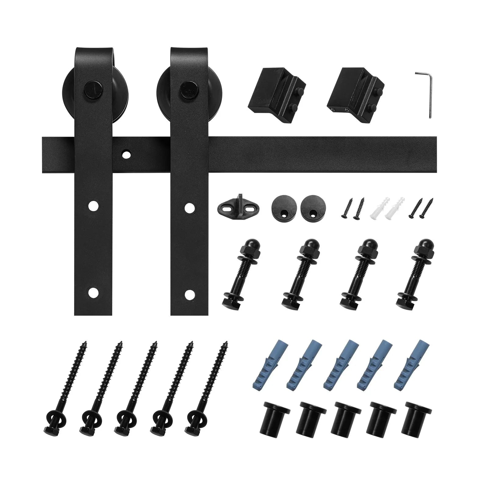 VEVOR 5FT Sliding Barn Door Hardware Kit for Single Sliding Barn Door Black