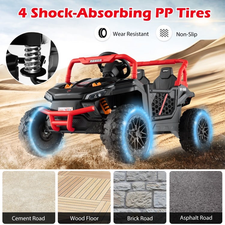 12V Kids Ride on Truck Off-Road UTV with Parental Remote and Lights-Black