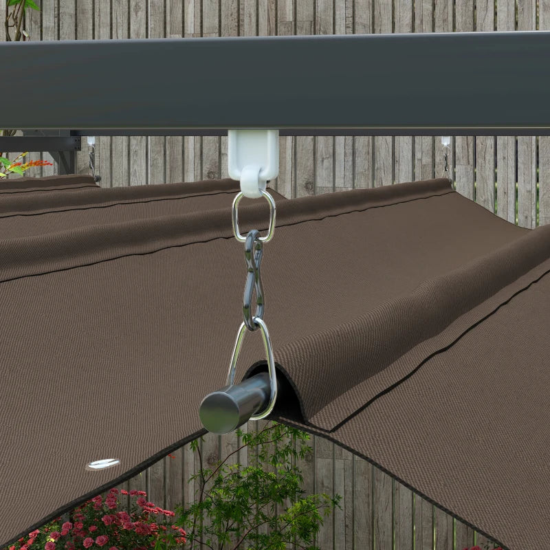 10' x 10' Outdoor Gazebo, UPF30+ Retractable Pergola Canopy, Free Standing Metal Pergola Kit, Brown
