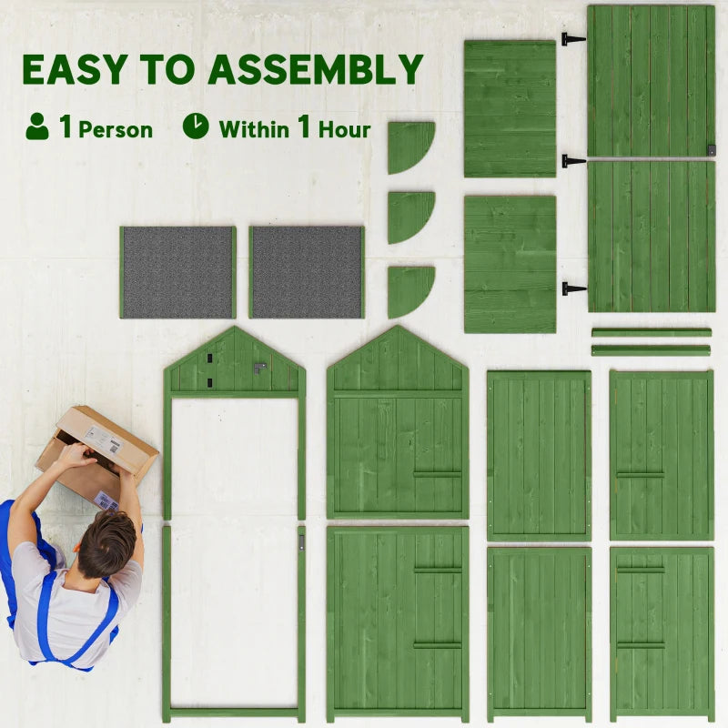 30" x 21" x 71" Garden Storage Shed, Outdoor Tool Utility Storage House  with 3 Tier Shelves and Roof, Green