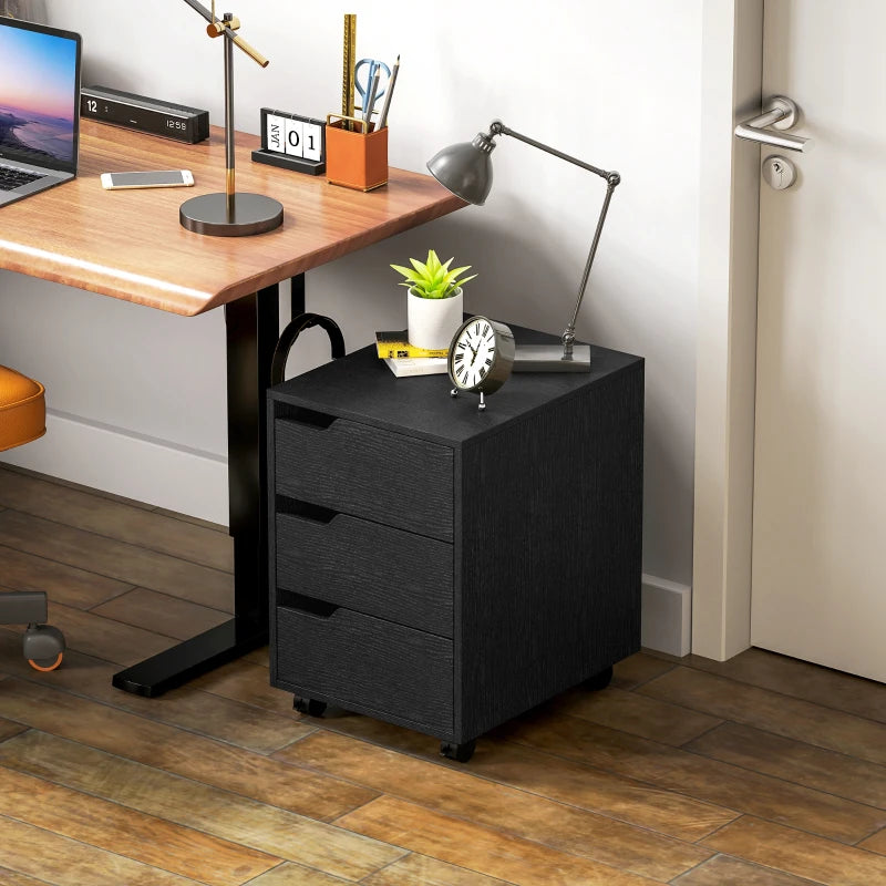 3 Drawer File Cabinet, Vertical Filing Cabinet with Wheels, Mobile Printer Stand with Storage for Home Office, Black