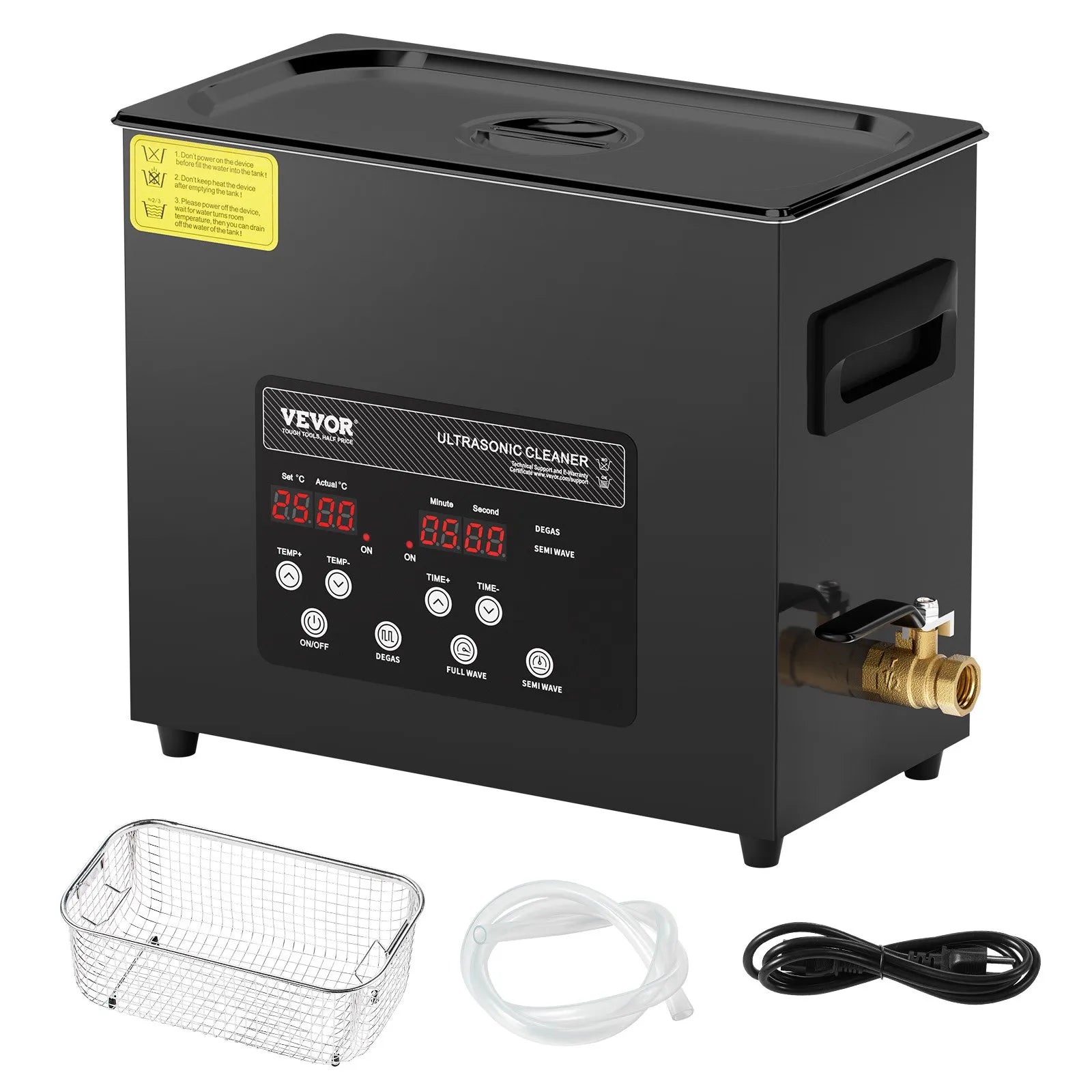 VEVOR 6L Ultra Sonic Cleaner Cleaning Machine with Basket Heater and Timer 180W
