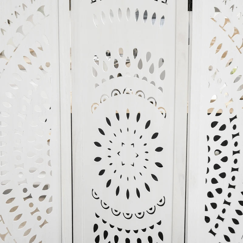 3 Panel Room Divider, 5.6 Ft Tall Portable Folding Privacy Screen, Wood Partition Wall Divider for Home Office, White