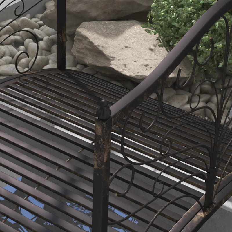 4FT Metal Garden Bridge Decorative Arc Bridge with Guardrails Black Bronze